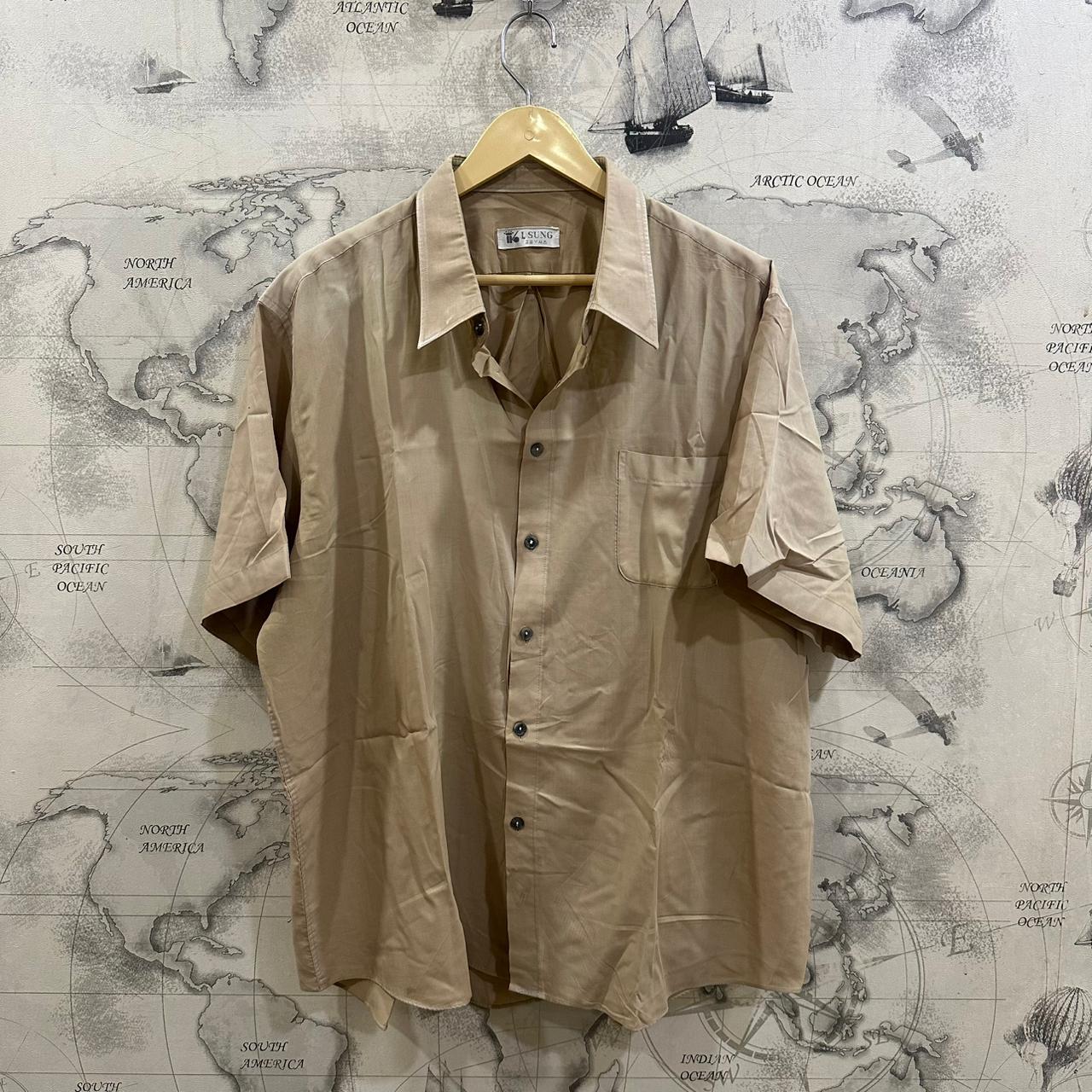L SUNG Men’s Korean Shirt - Mustard Yellow (XXL)