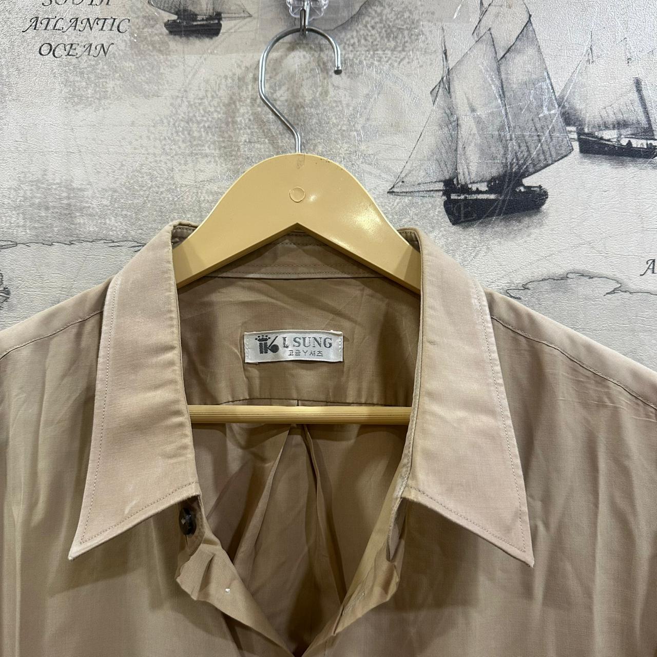 L SUNG Men’s Korean Shirt - Mustard Yellow (XXL)