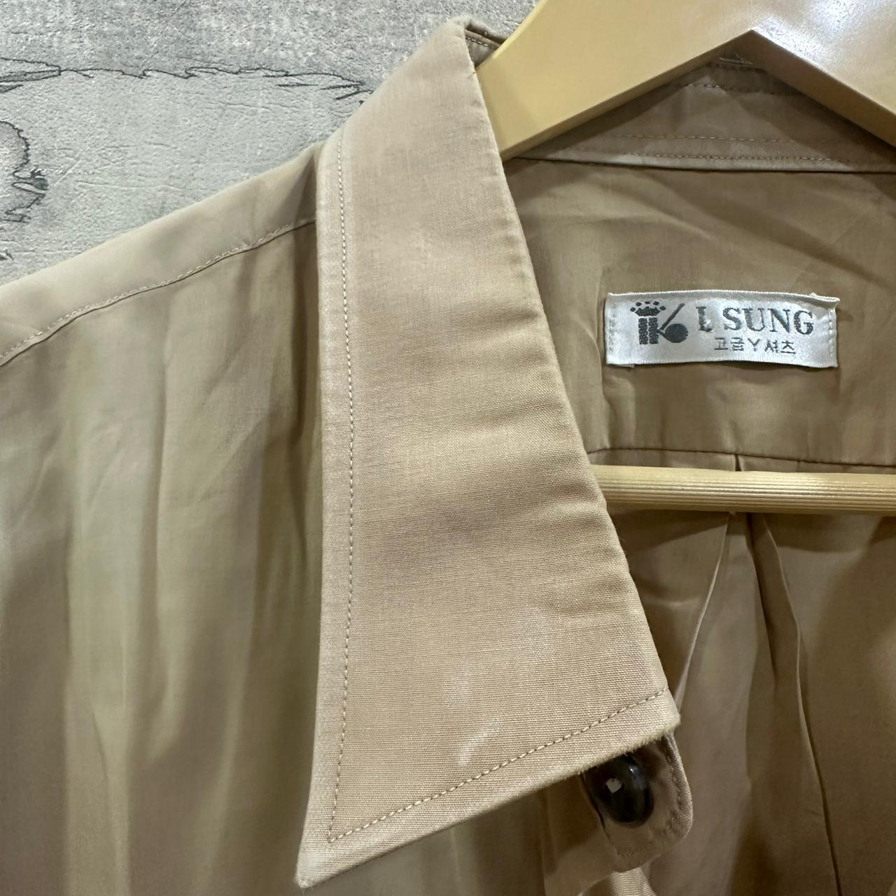 L SUNG Men’s Korean Shirt - Mustard Yellow (XXL)