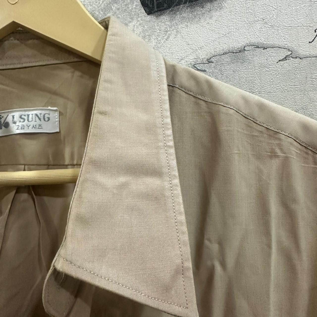 L SUNG Men’s Korean Shirt - Mustard Yellow (XXL)