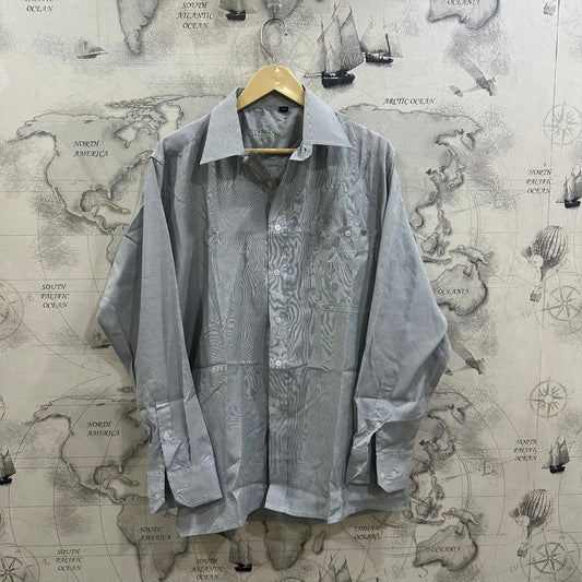 Men's Shirt - Grey & Black Striped (L)