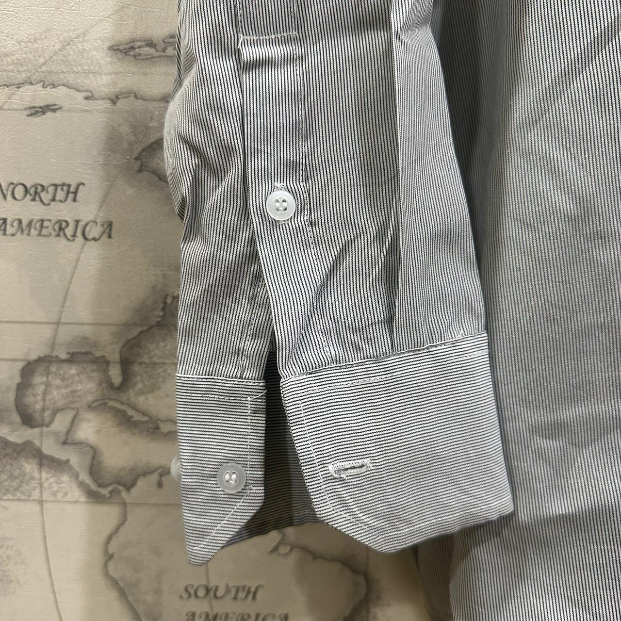 Men's Shirt - Grey & Black Striped (L)