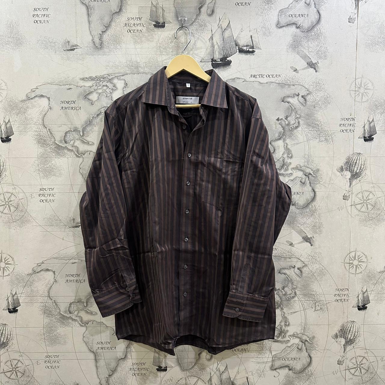 Eterna Men's Shirt - Brown Striped (XL)