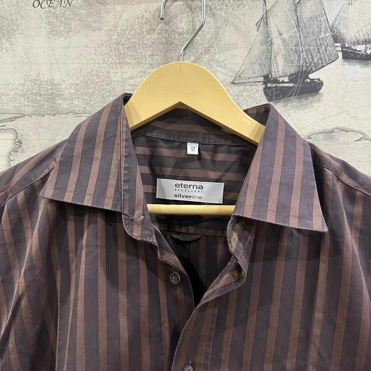 Eterna Men's Shirt - Brown Striped (XL)