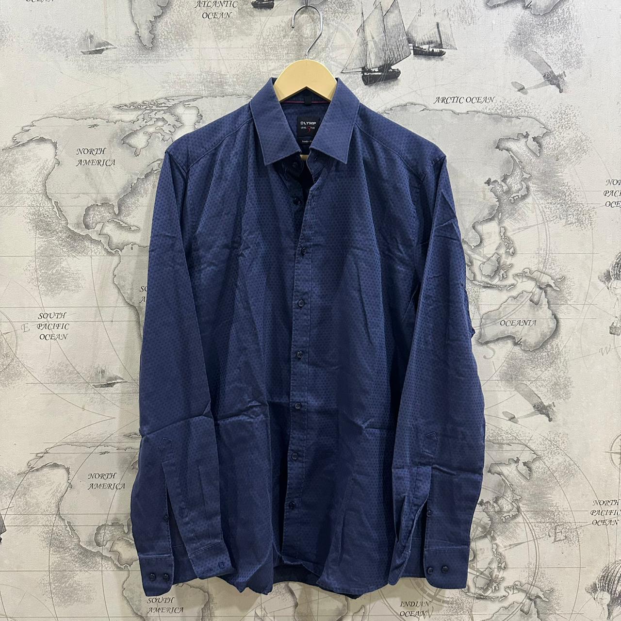 OLYMP Men's Shirt - Navy Blue (L)