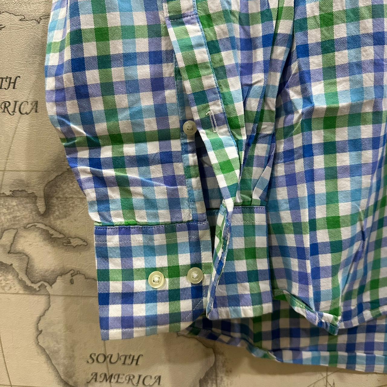 McEarl Men's Oxford Shirt - Blue/Green/White Checkered (XXL)