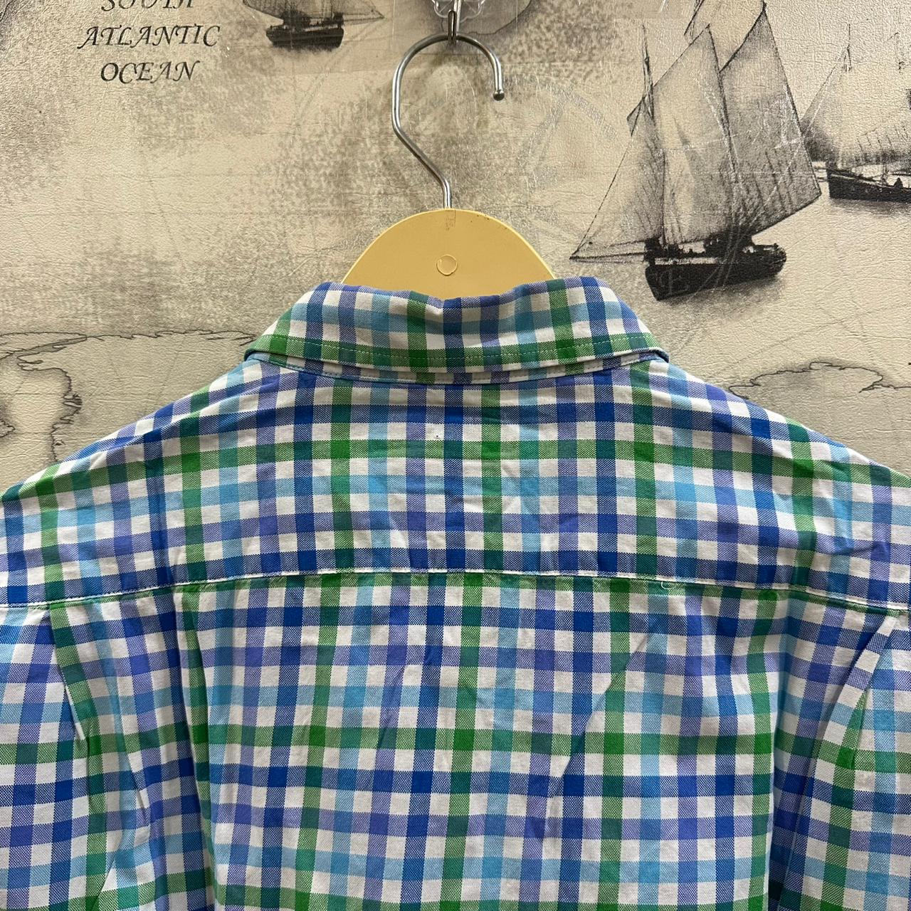 McEarl Men's Oxford Shirt - Blue/Green/White Checkered (XXL)