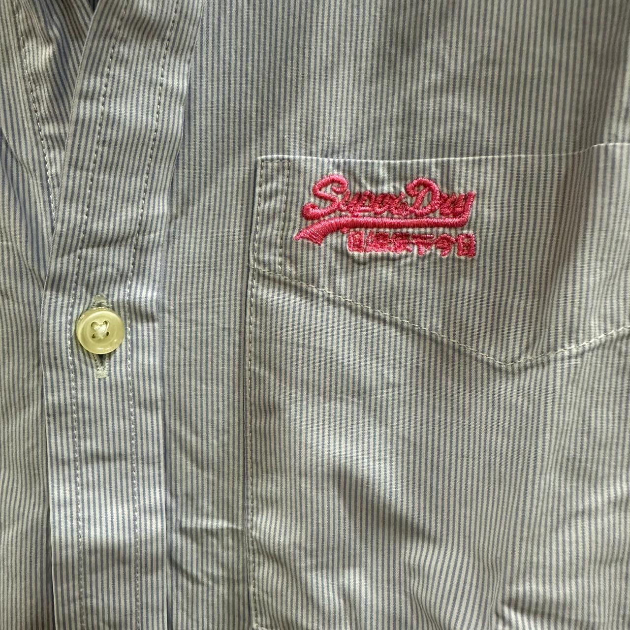SUPERDRY Women's Shirt - Light Blue Striped (L)