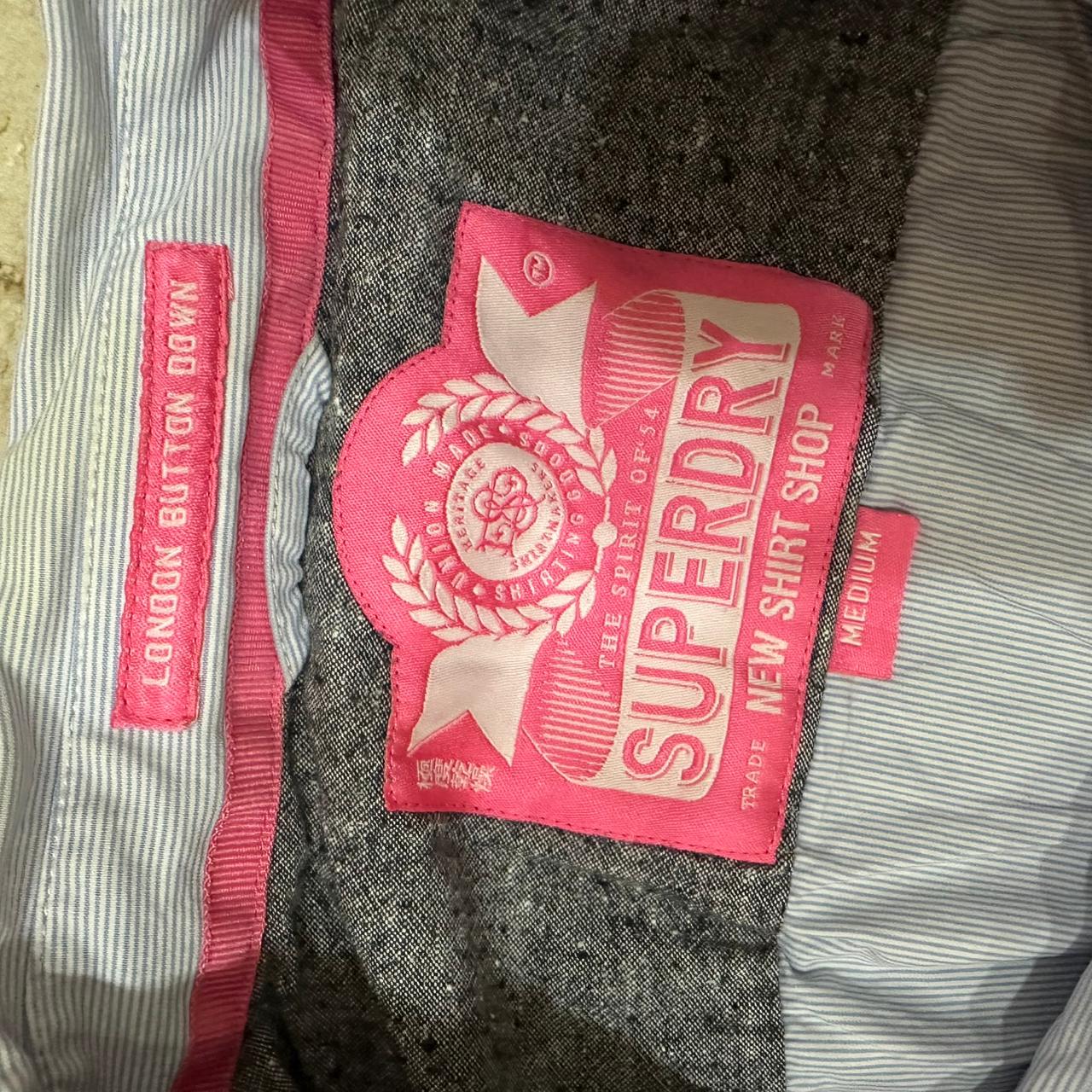 SUPERDRY Women's Shirt - Light Blue Striped (L)