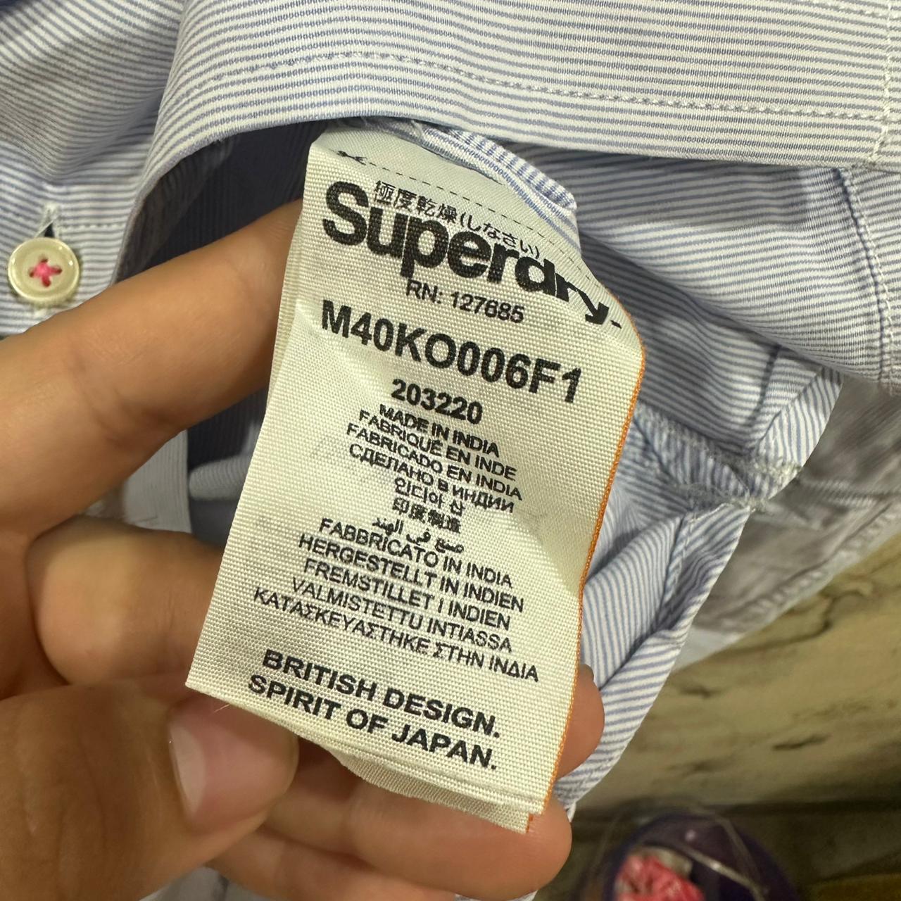 SUPERDRY Women's Shirt - Light Blue Striped (L)