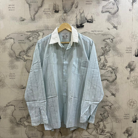 Men's Shirt - Coral Blue Striped (L)