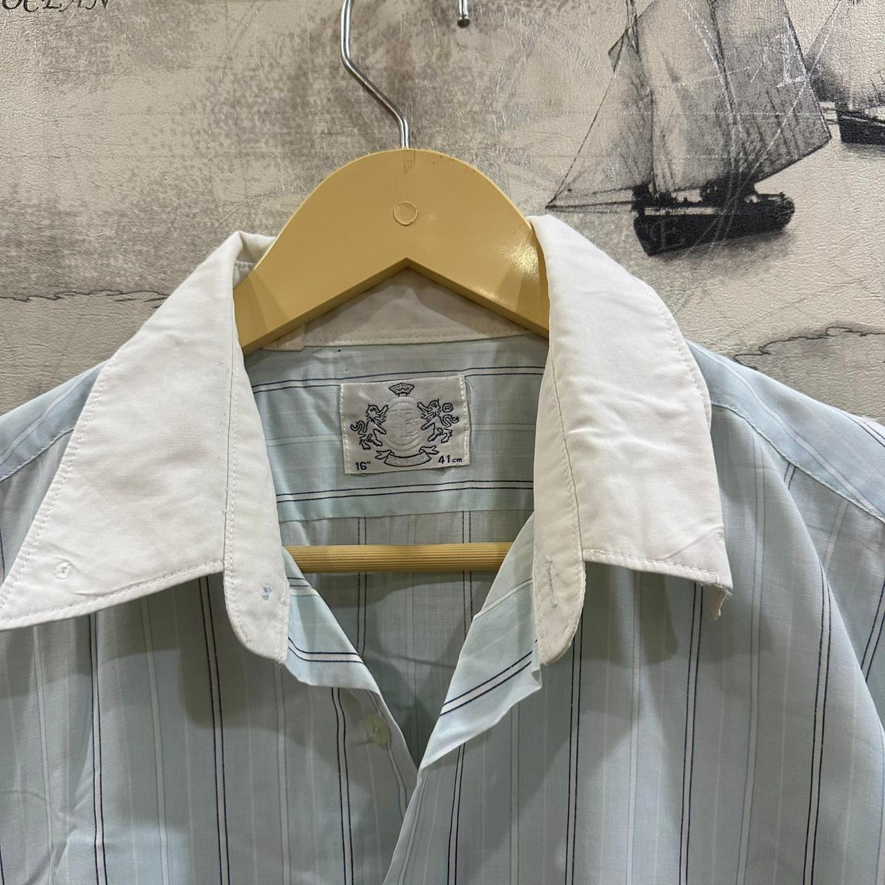 Men's Shirt - Coral Blue Striped (L)