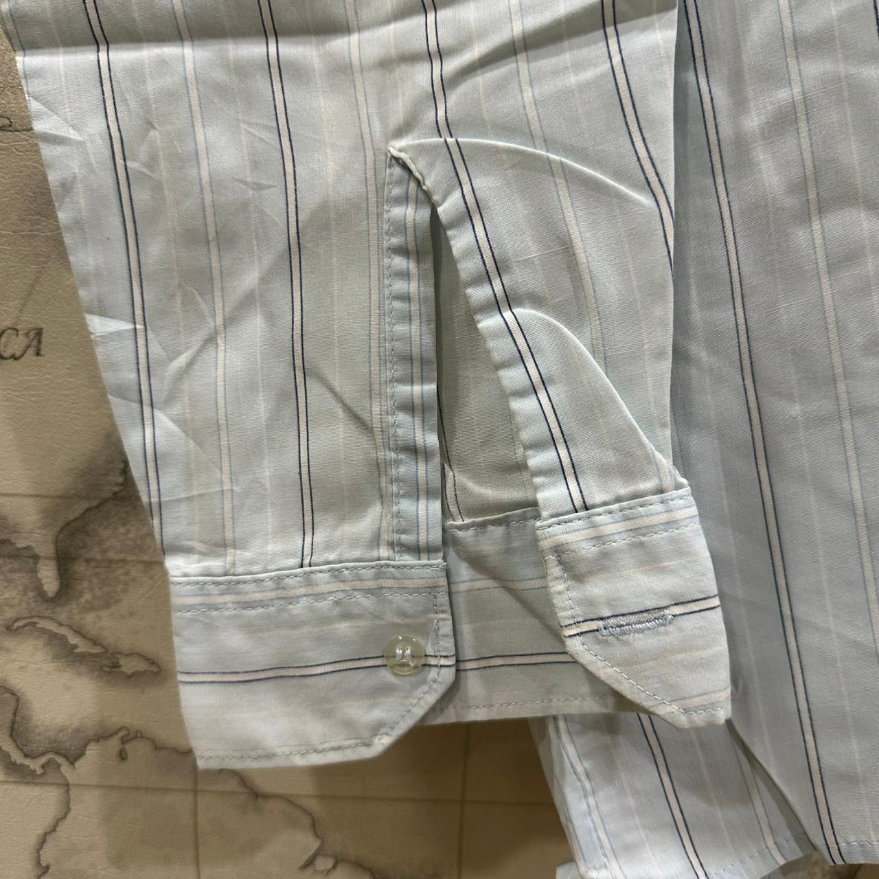 Men's Shirt - Coral Blue Striped (L)