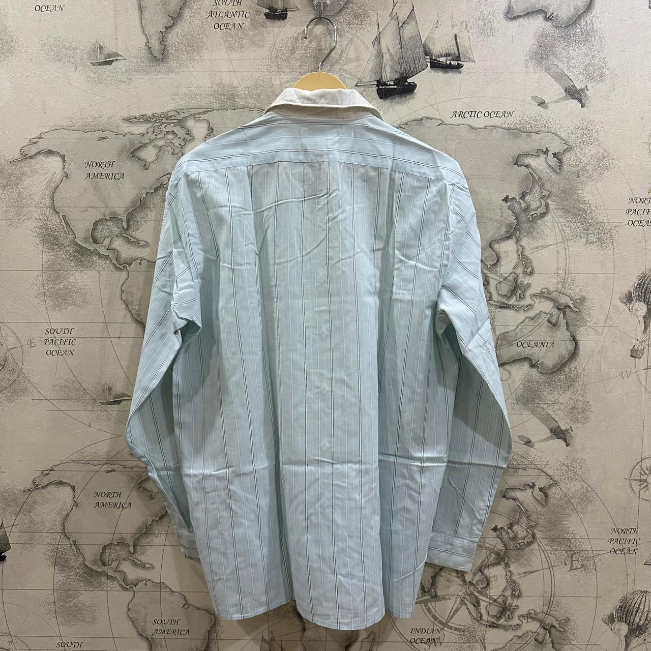 Men's Shirt - Coral Blue Striped (L)