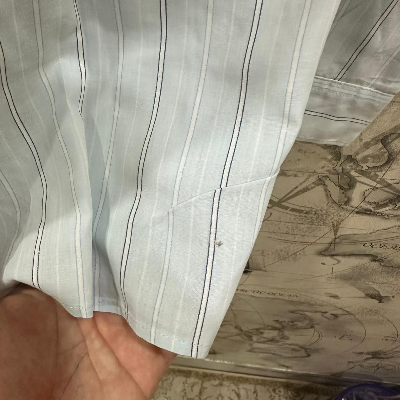 Men's Shirt - Coral Blue Striped (L)