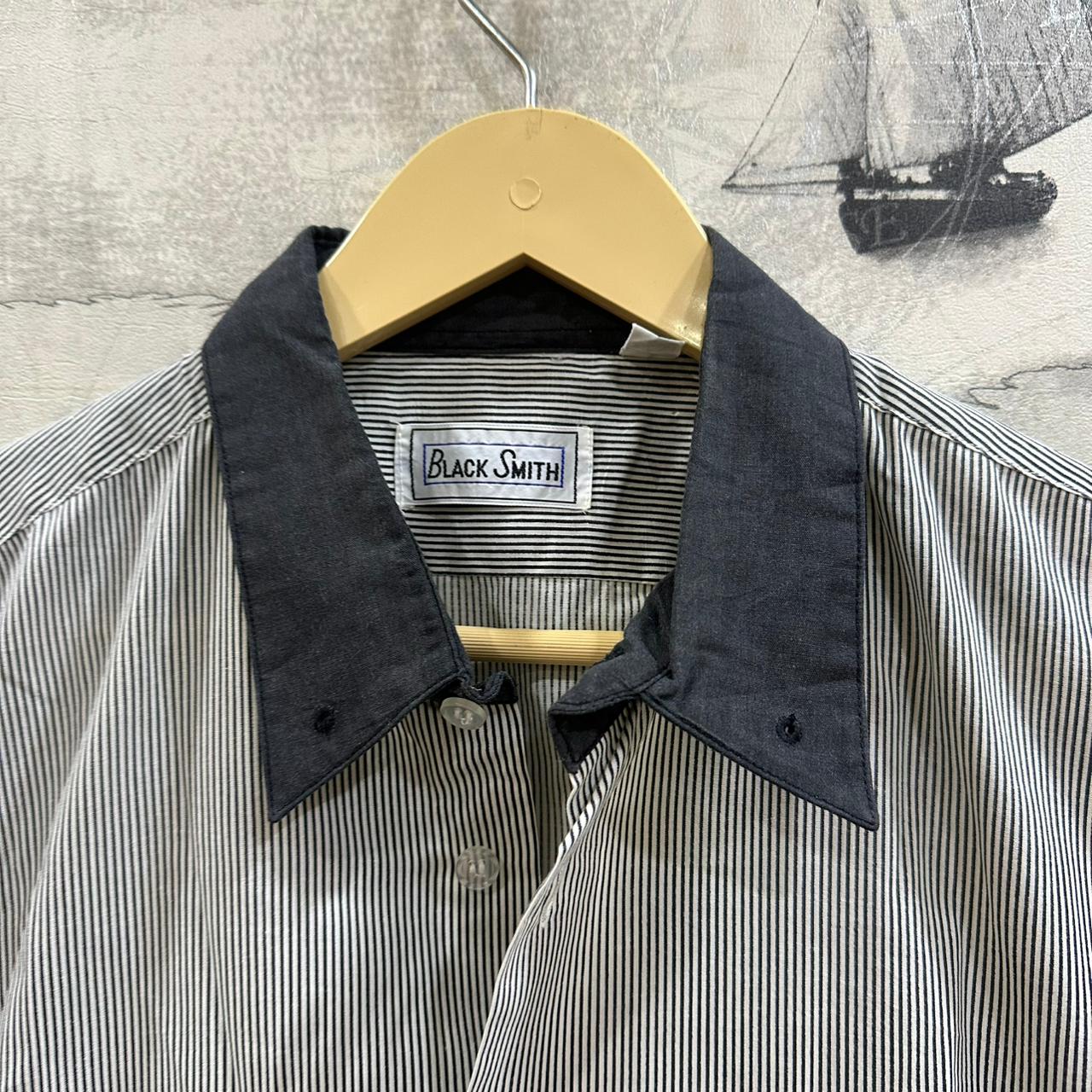 Black Smith Men’s Shirt - Black & White Striped (XL)