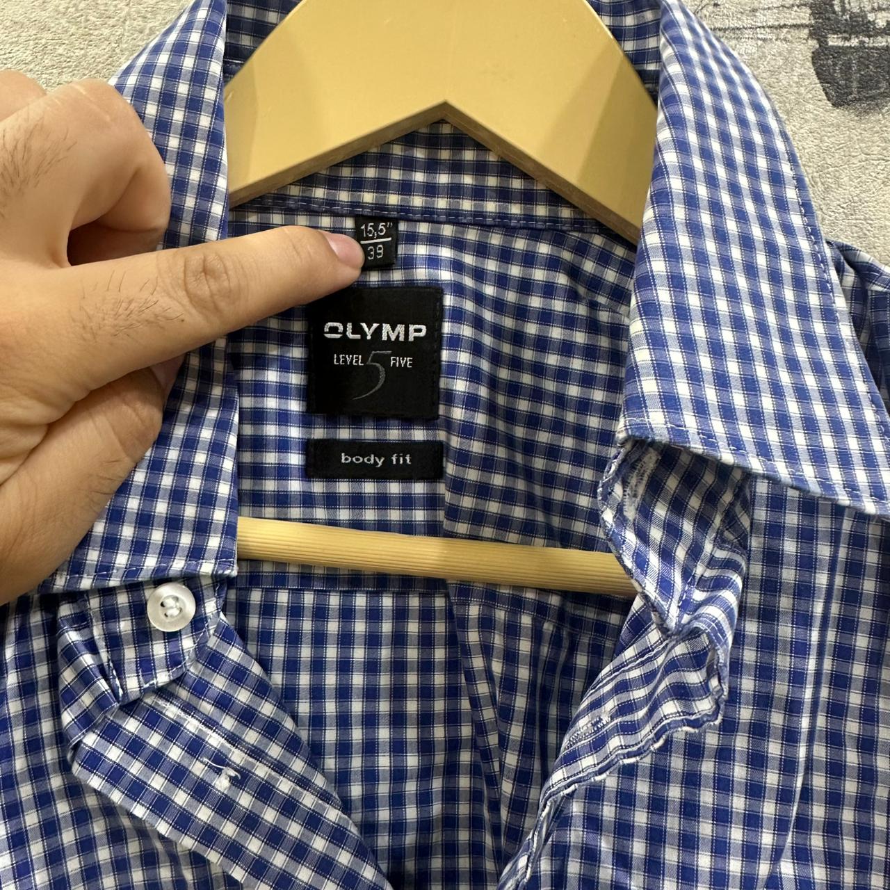 OLYMP Men’s Shirt – Blue Checkered (M)