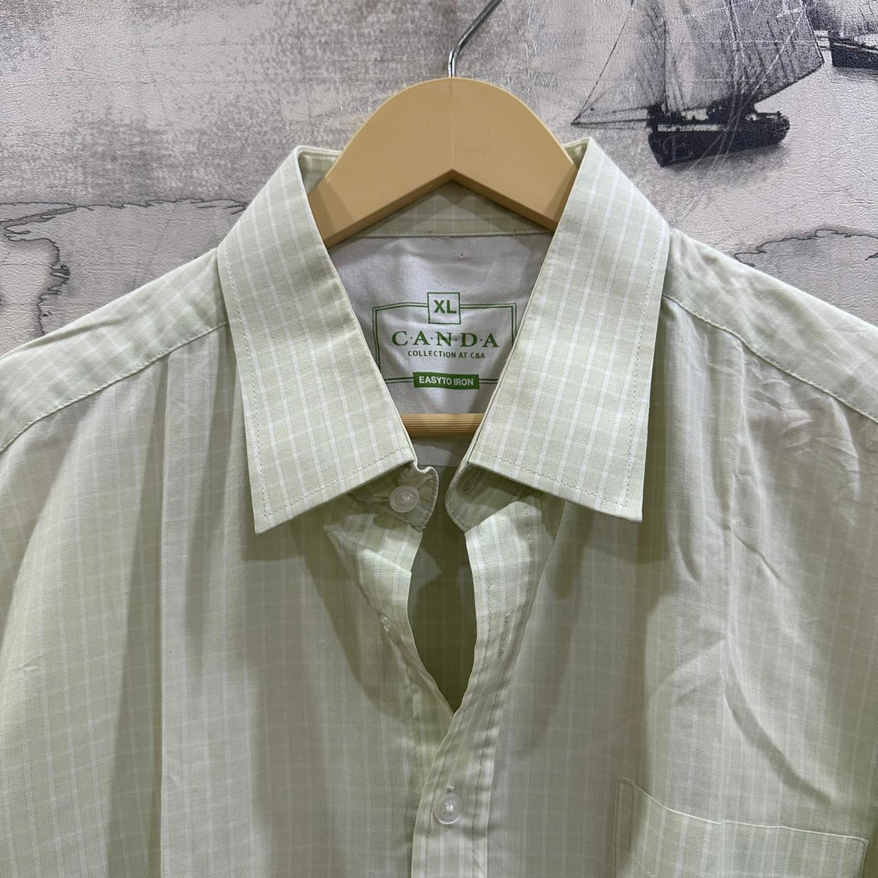 CANDA Men’s Shirt - Light Green Checkered (3XL)