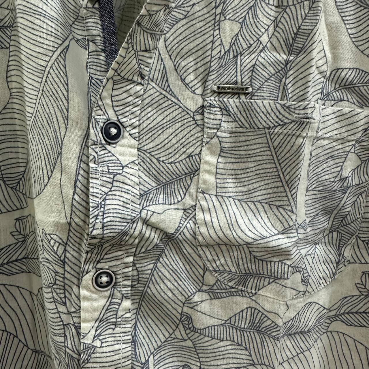 Emilio Adani Men’s Shirt - White & Blue Patterned (M)