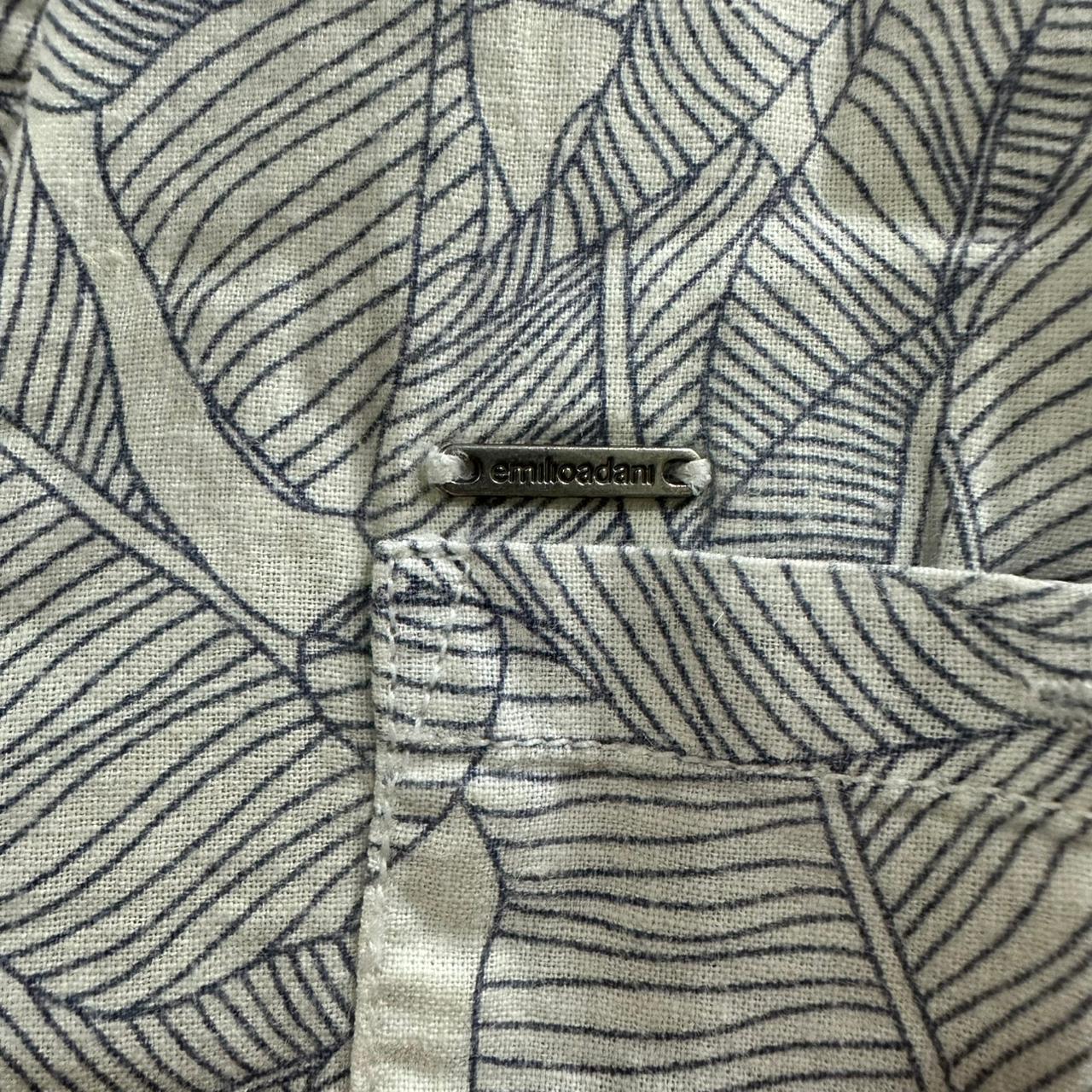 Emilio Adani Men’s Shirt - White & Blue Patterned (M)