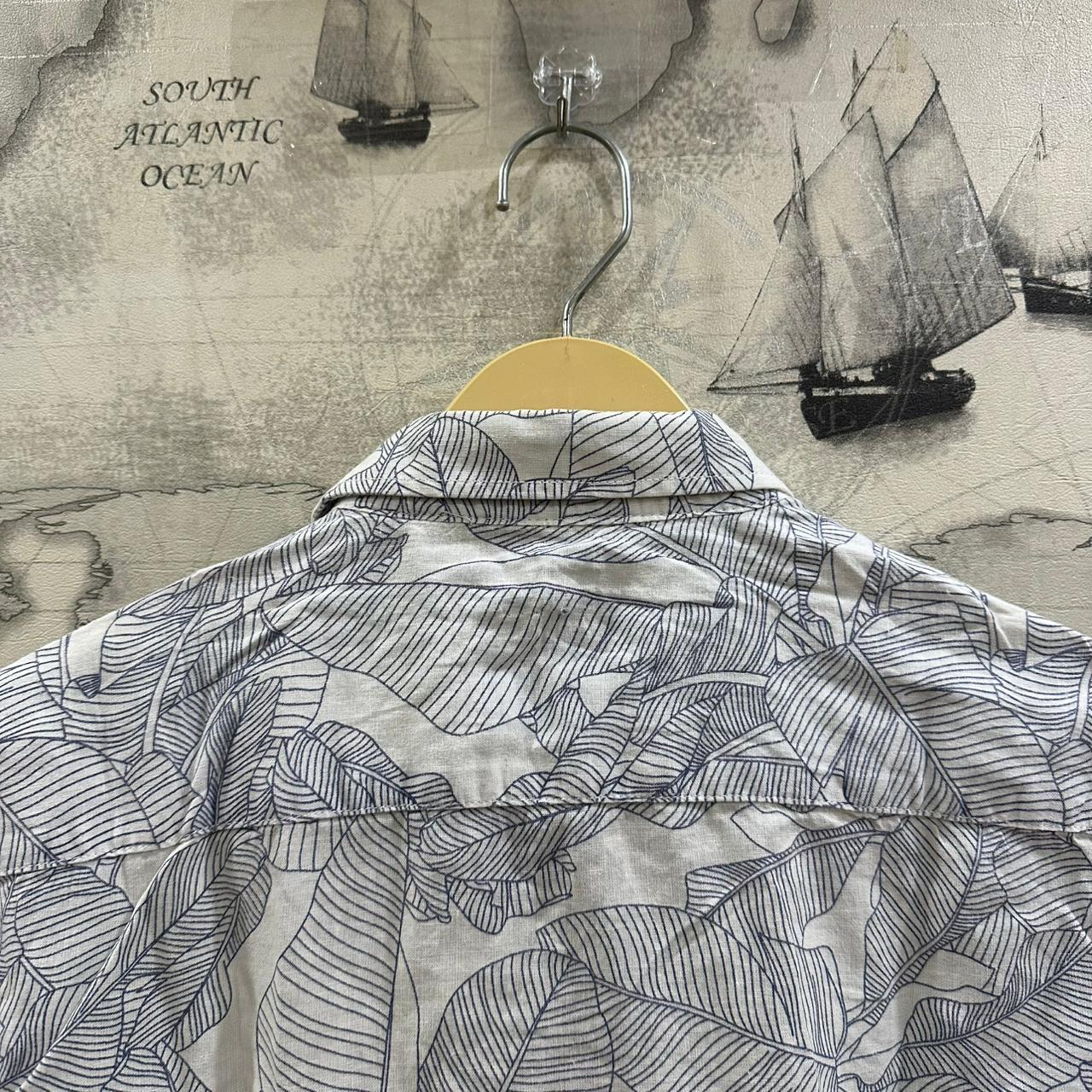 Emilio Adani Men’s Shirt - White & Blue Patterned (M)