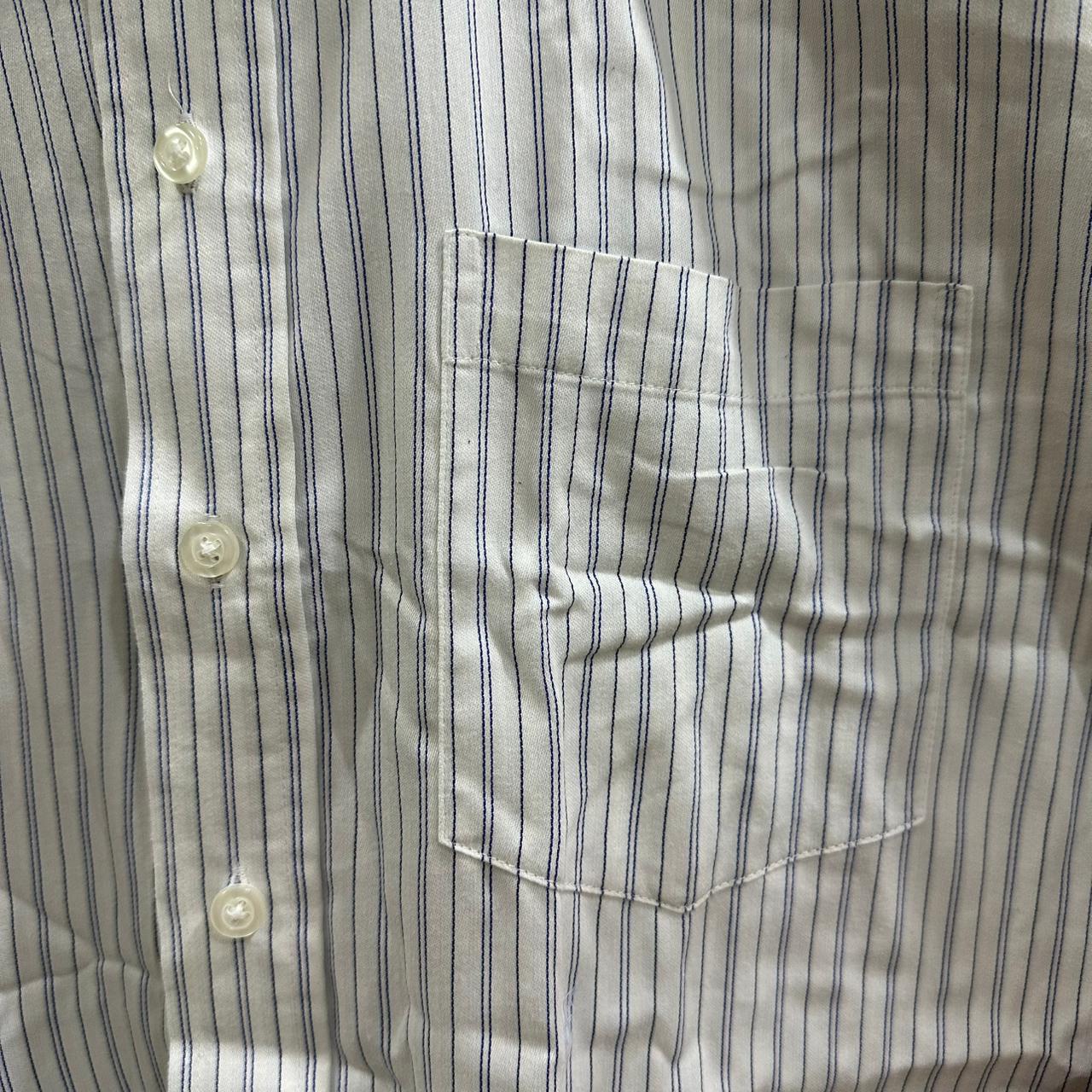 CANDA Men’s Shirt - White & Blue Striped (XXL)