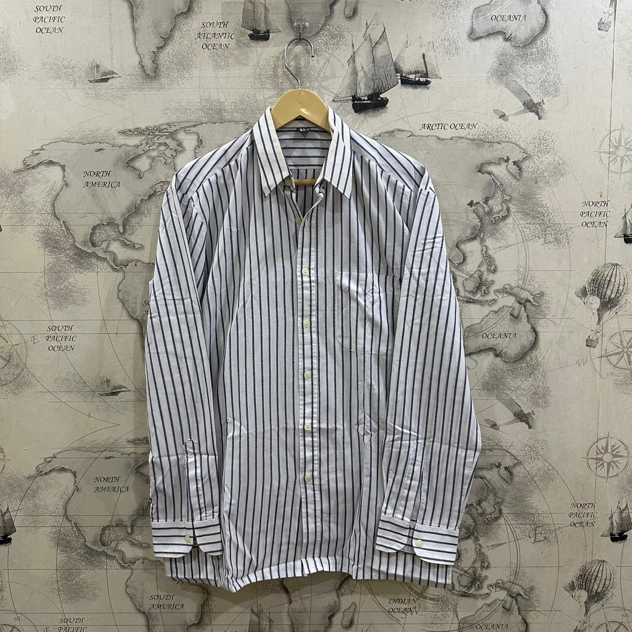 R Exclusive Men’s Shirt - Purple & White Striped (L)