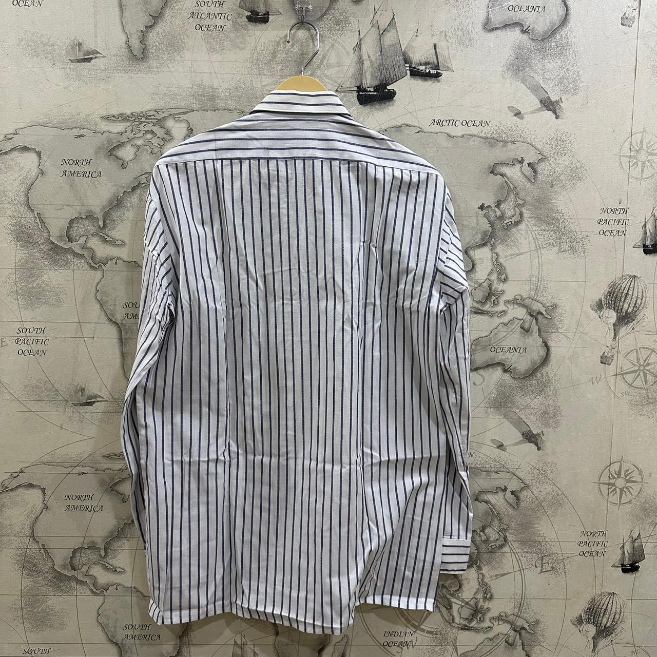 R Exclusive Men’s Shirt - Purple & White Striped (L)