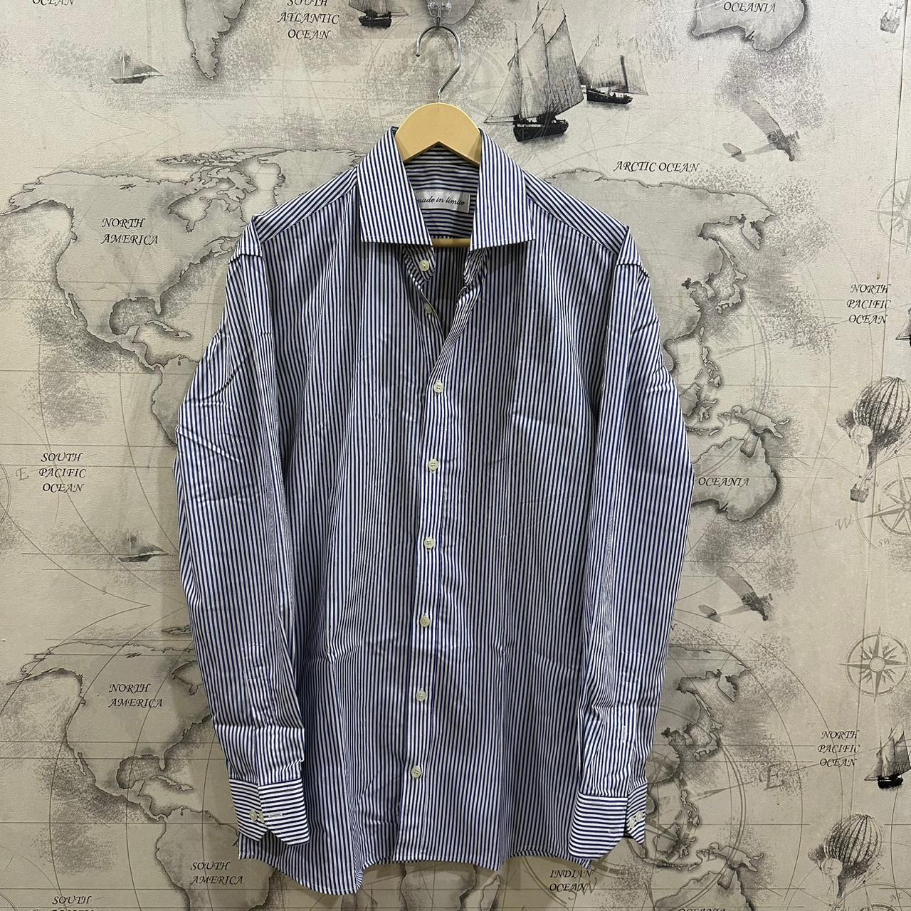 Men’s Shirt -  White & Purple Striped (L)