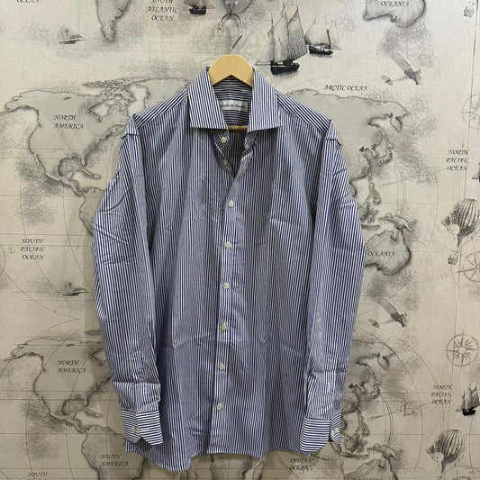 Men’s Shirt -  White & Purple Striped (L)
