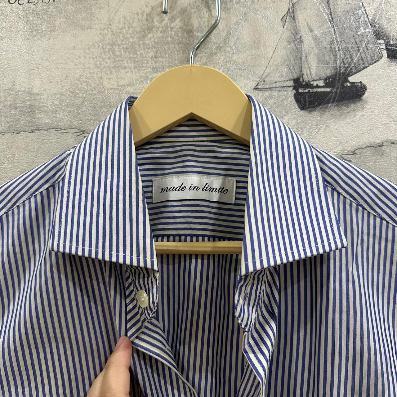 Men’s Shirt -  White & Purple Striped (L)