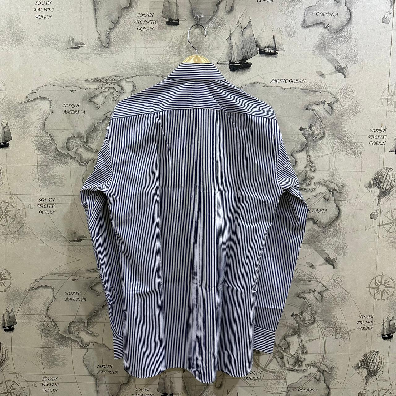Men’s Shirt -  White & Purple Striped (L)