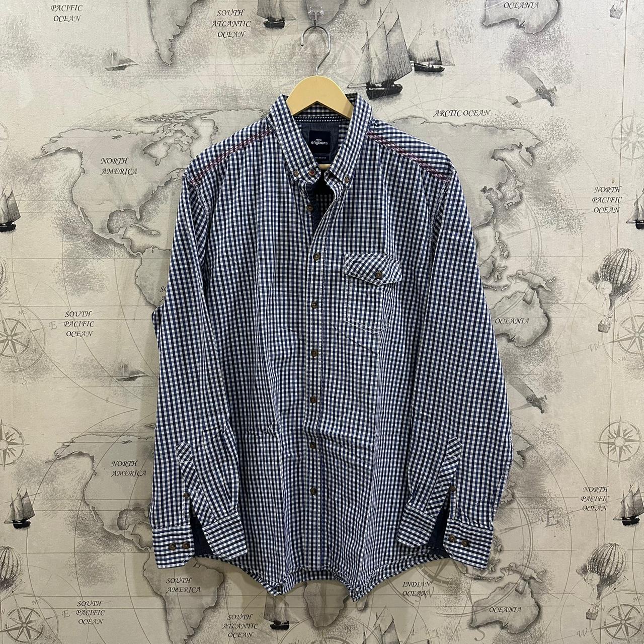 Engbers Men’s Shirt -  Blue & White Checkered (XXL)