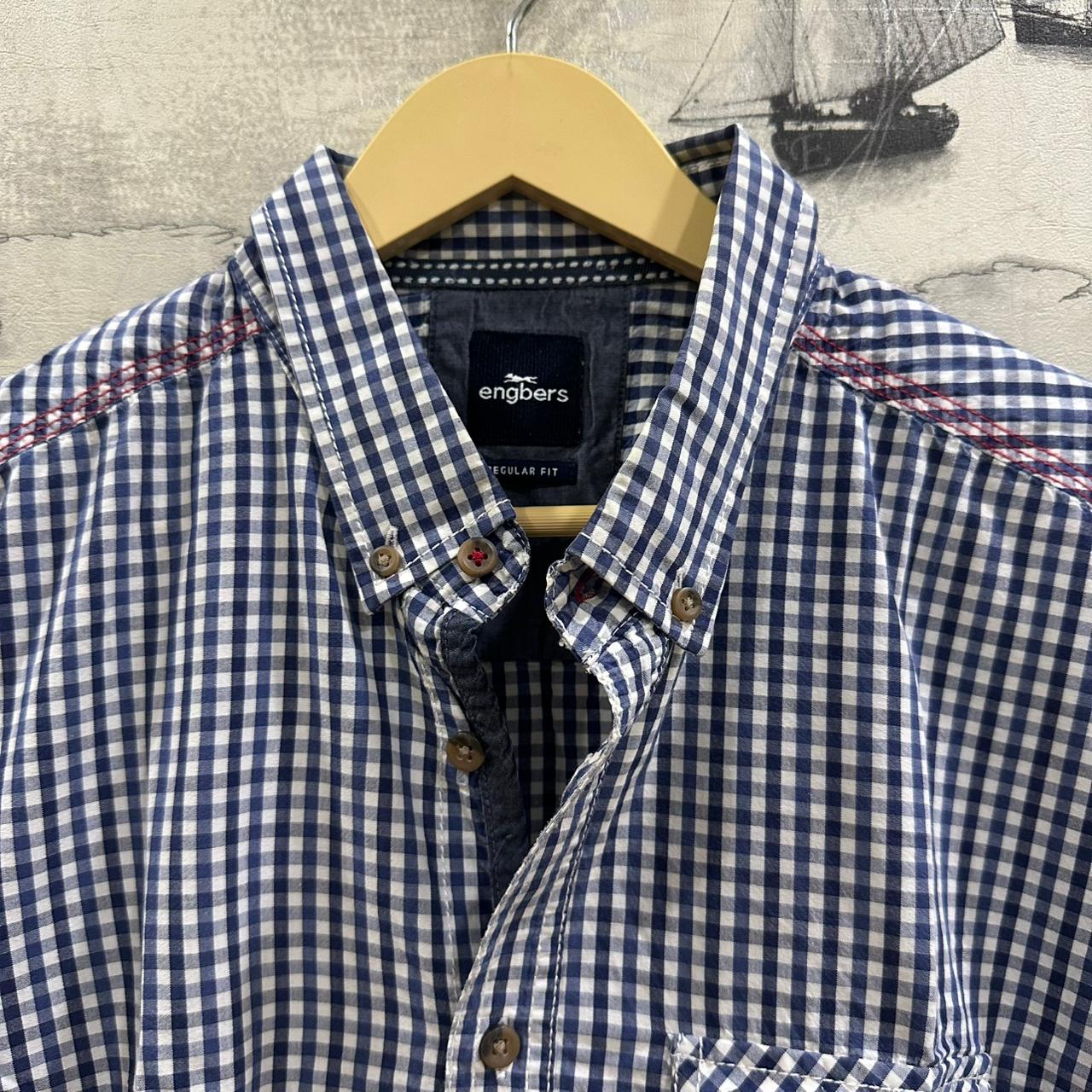 Engbers Men’s Shirt -  Blue & White Checkered (XXL)