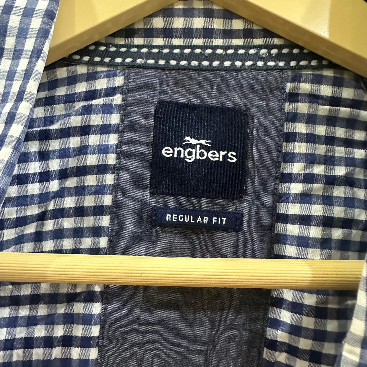 Engbers Men’s Shirt -  Blue & White Checkered (XXL)