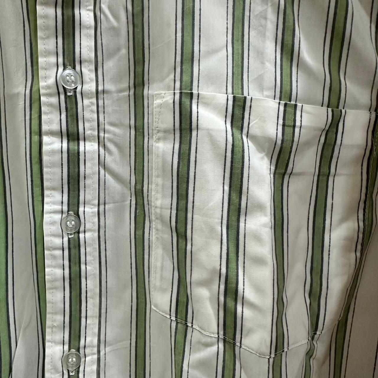 Custom Club Men’s Shirt - Green & White Striped (XXL)