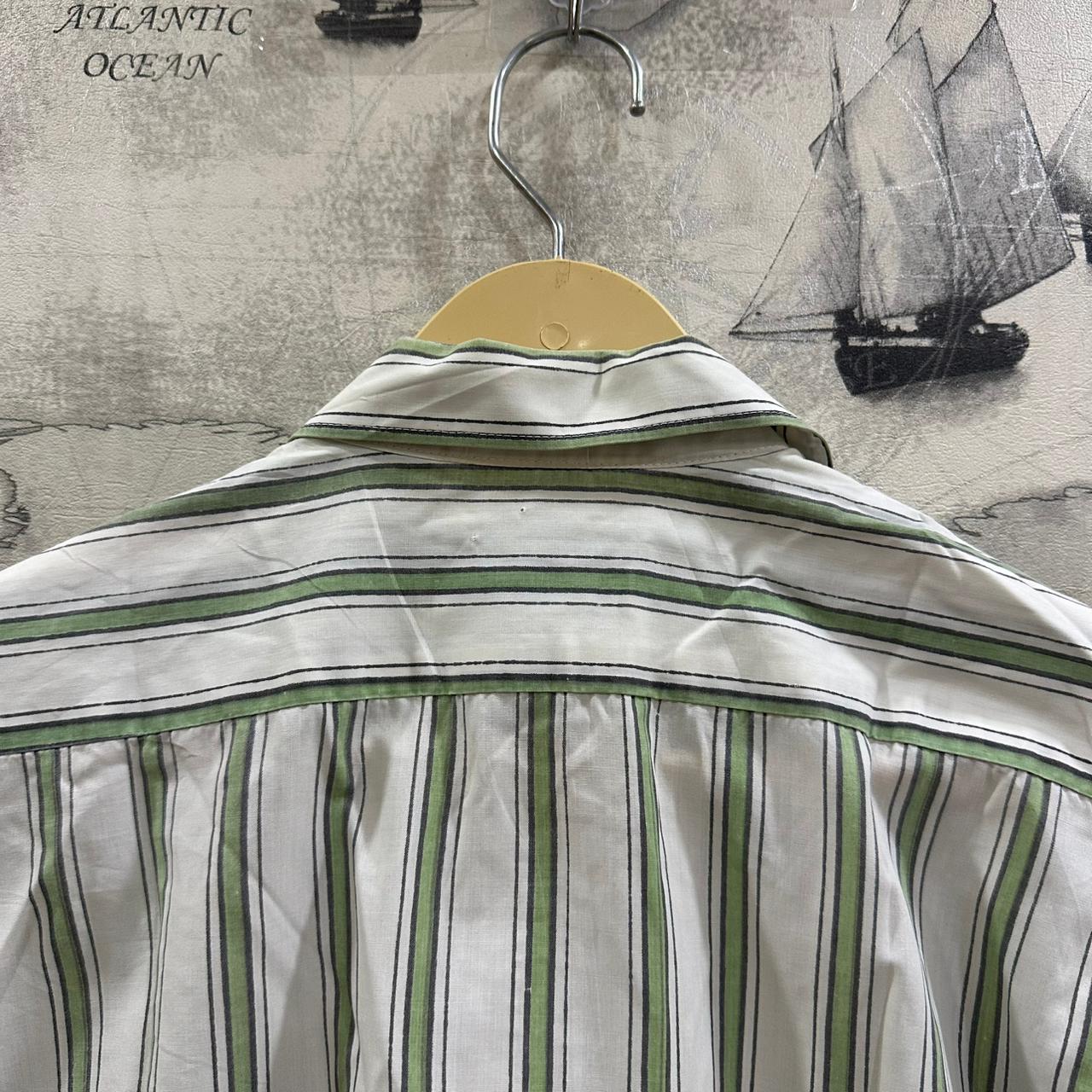 Custom Club Men’s Shirt - Green & White Striped (XXL)