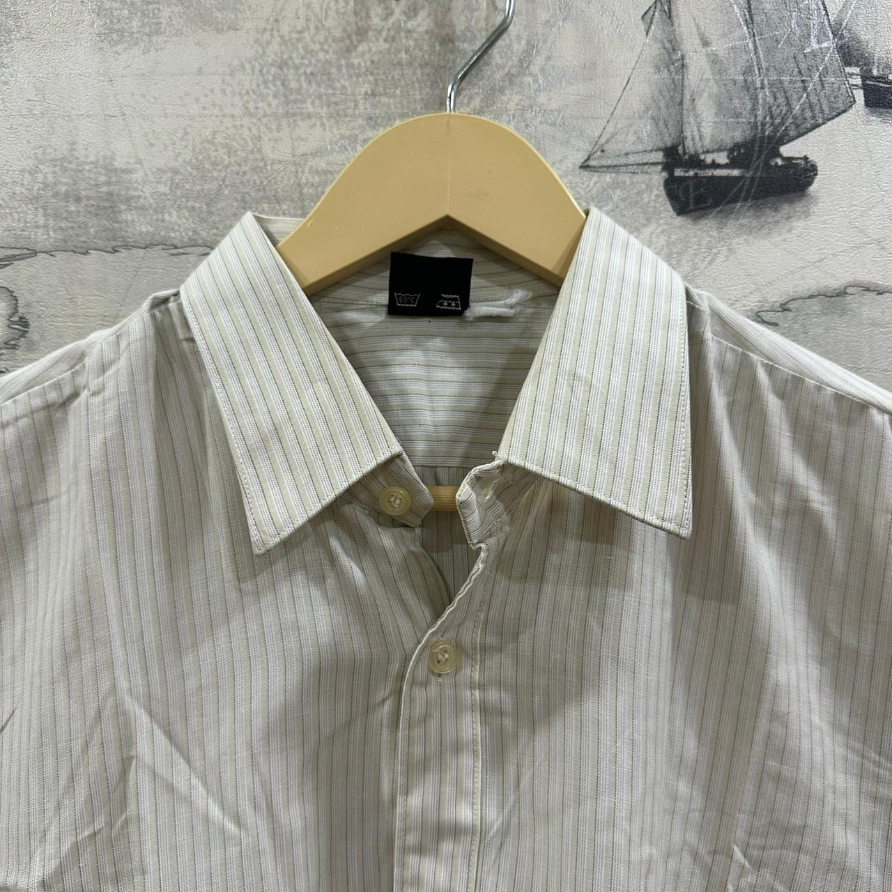 Men’s Shirt -  Green & White Striped (XL)