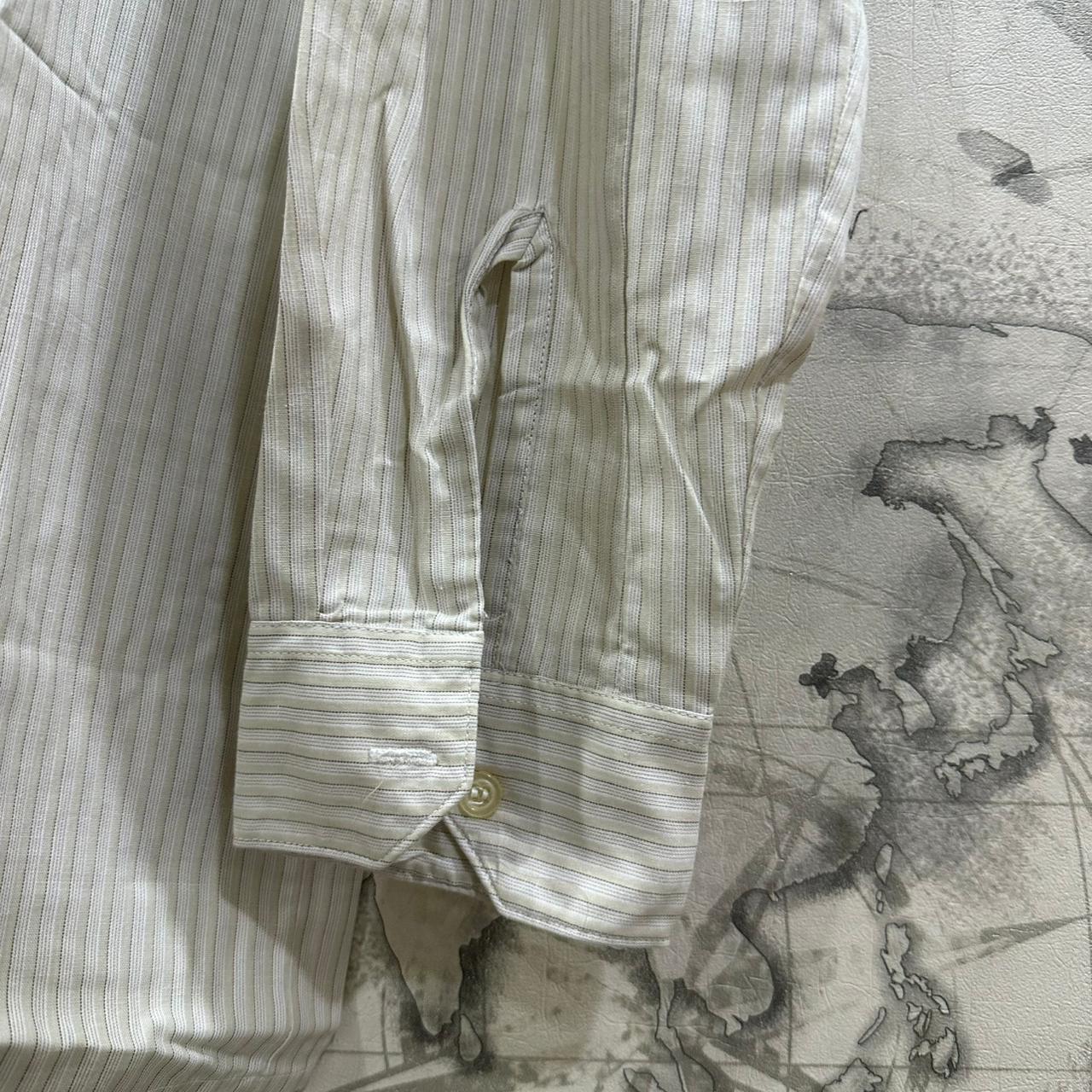 Men’s Shirt -  Green & White Striped (XL)