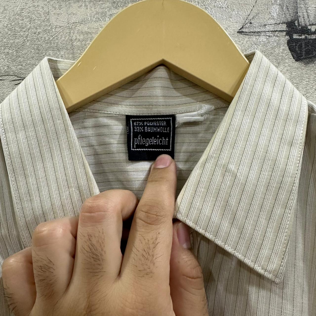 Men’s Shirt -  Green & White Striped (XL)