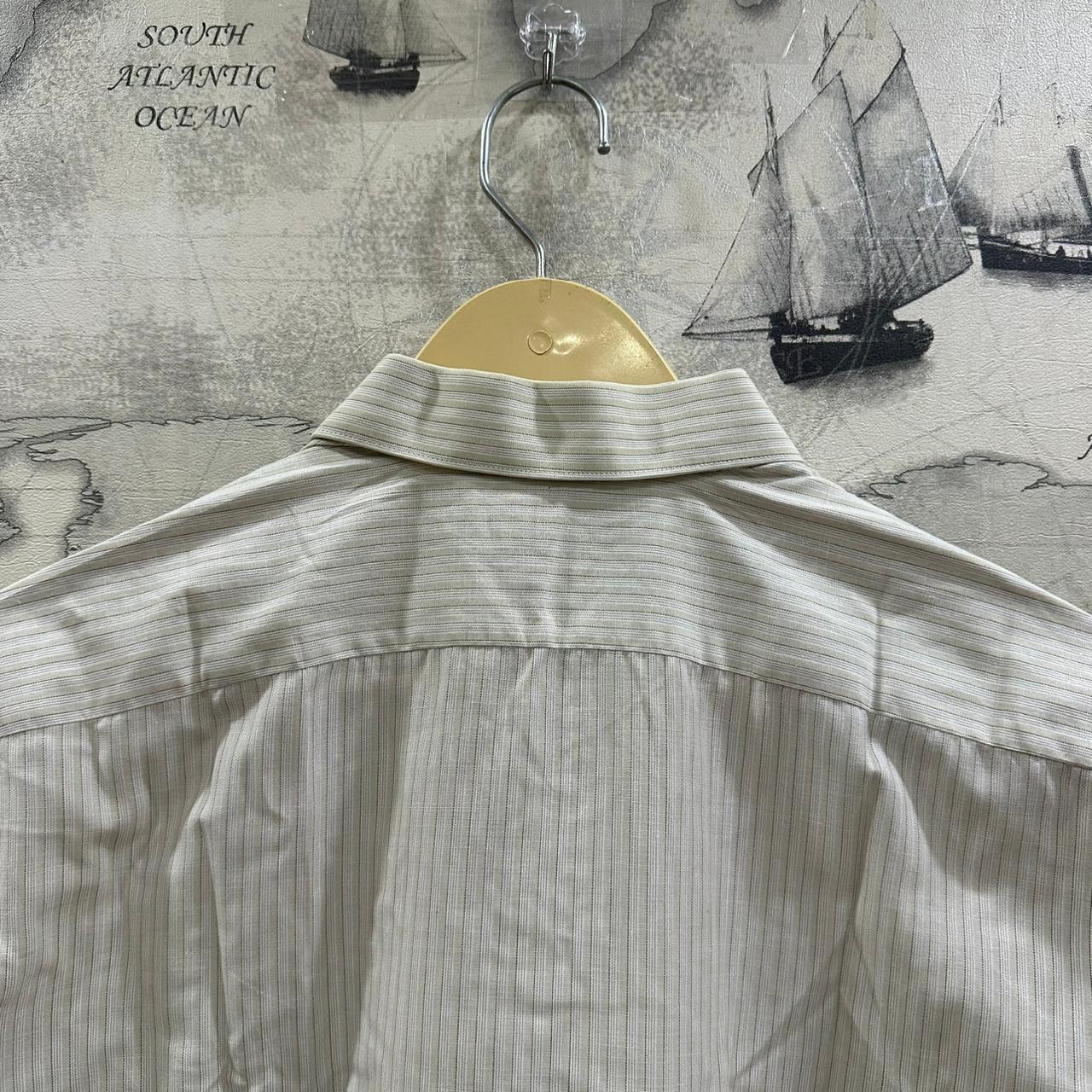 Men’s Shirt -  Green & White Striped (XL)