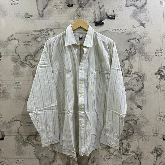 Chaser Men’s Shirt - White & Yellow Striped (XL)