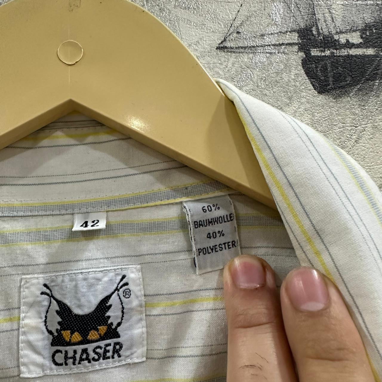 Chaser Men’s Shirt - White & Yellow Striped (XL)