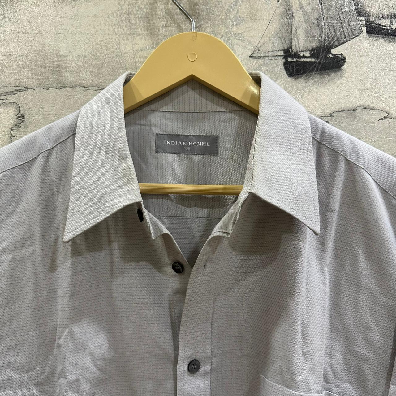 INDIAN HOMME Men’s Korean Shirt -  Light Grey (XL)