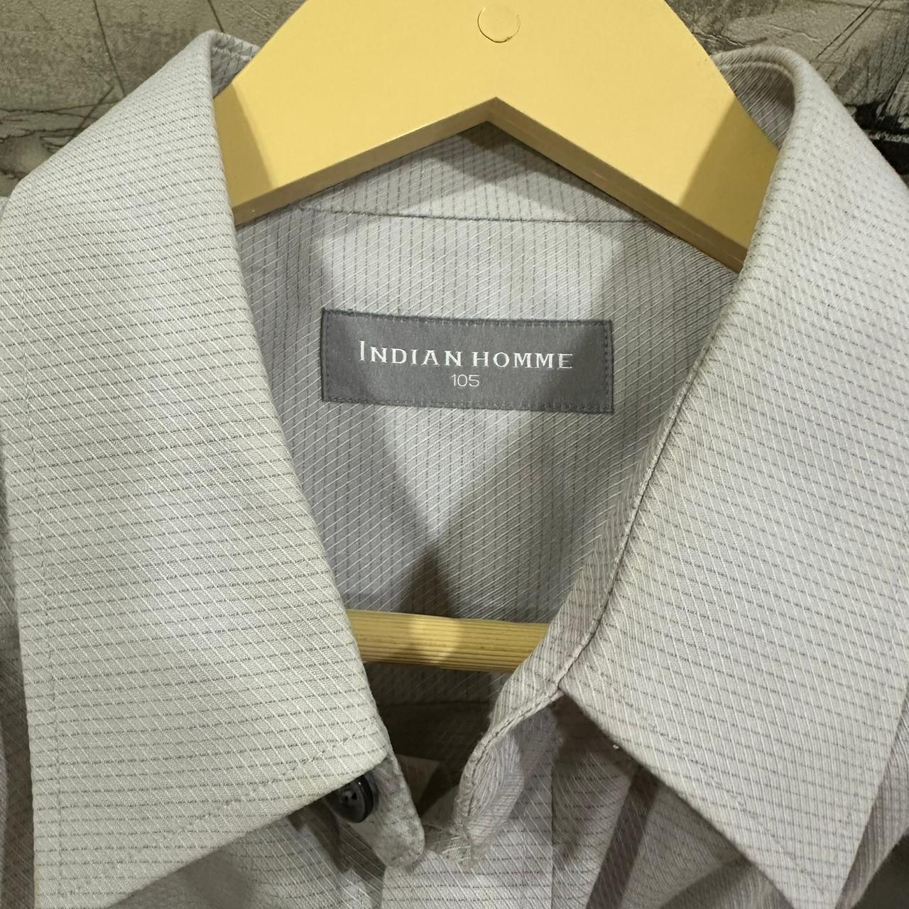INDIAN HOMME Men’s Korean Shirt -  Light Grey (XL)