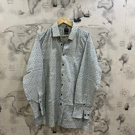 OLYMP Men’s Shirt Color - Blue/Green/White Patterned (XXL)