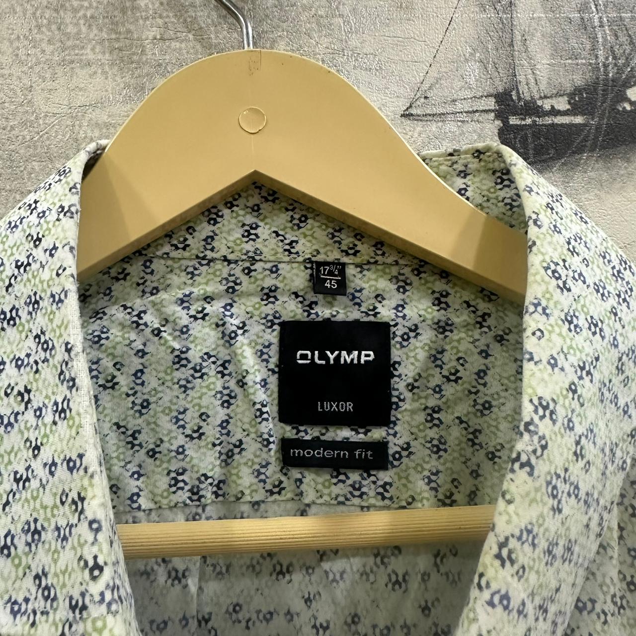 OLYMP Men’s Shirt Color - Blue/Green/White Patterned (XXL)