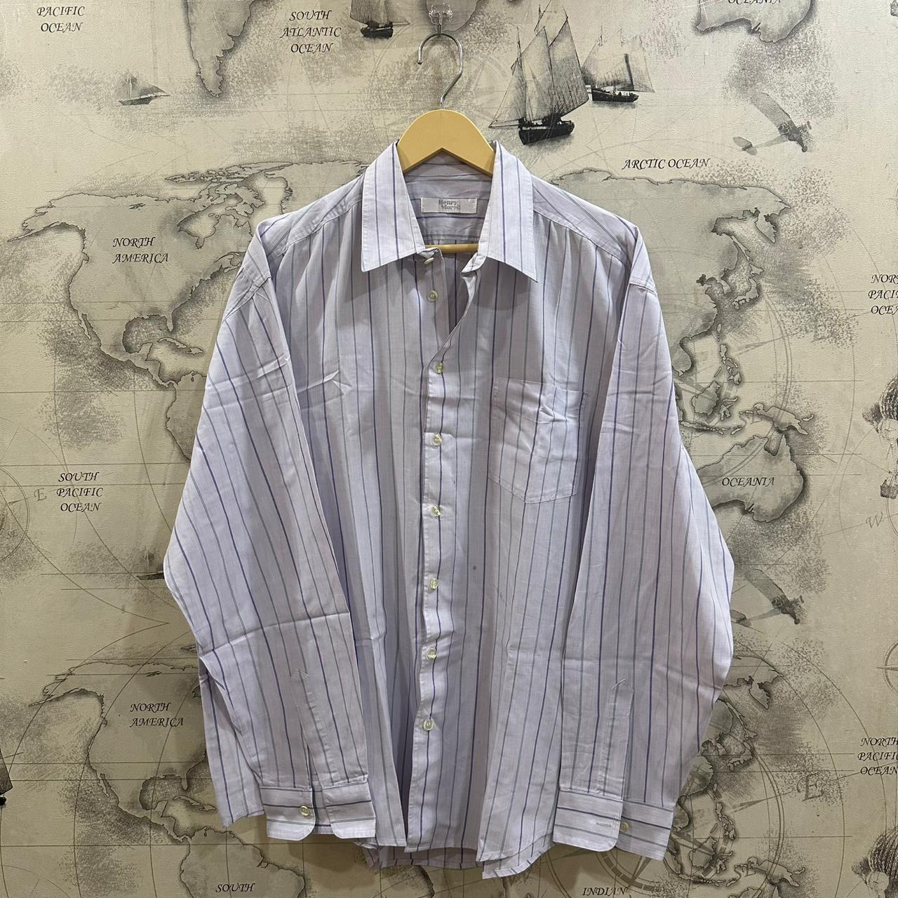 Henry Morell Men’s Shirt - White/Purple/Green Striped (4XL)