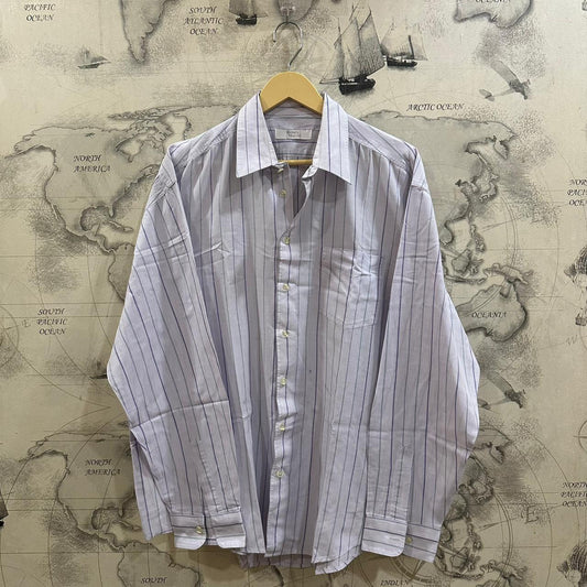 Henry Morell Men’s Shirt - White/Purple/Green Striped (4XL)