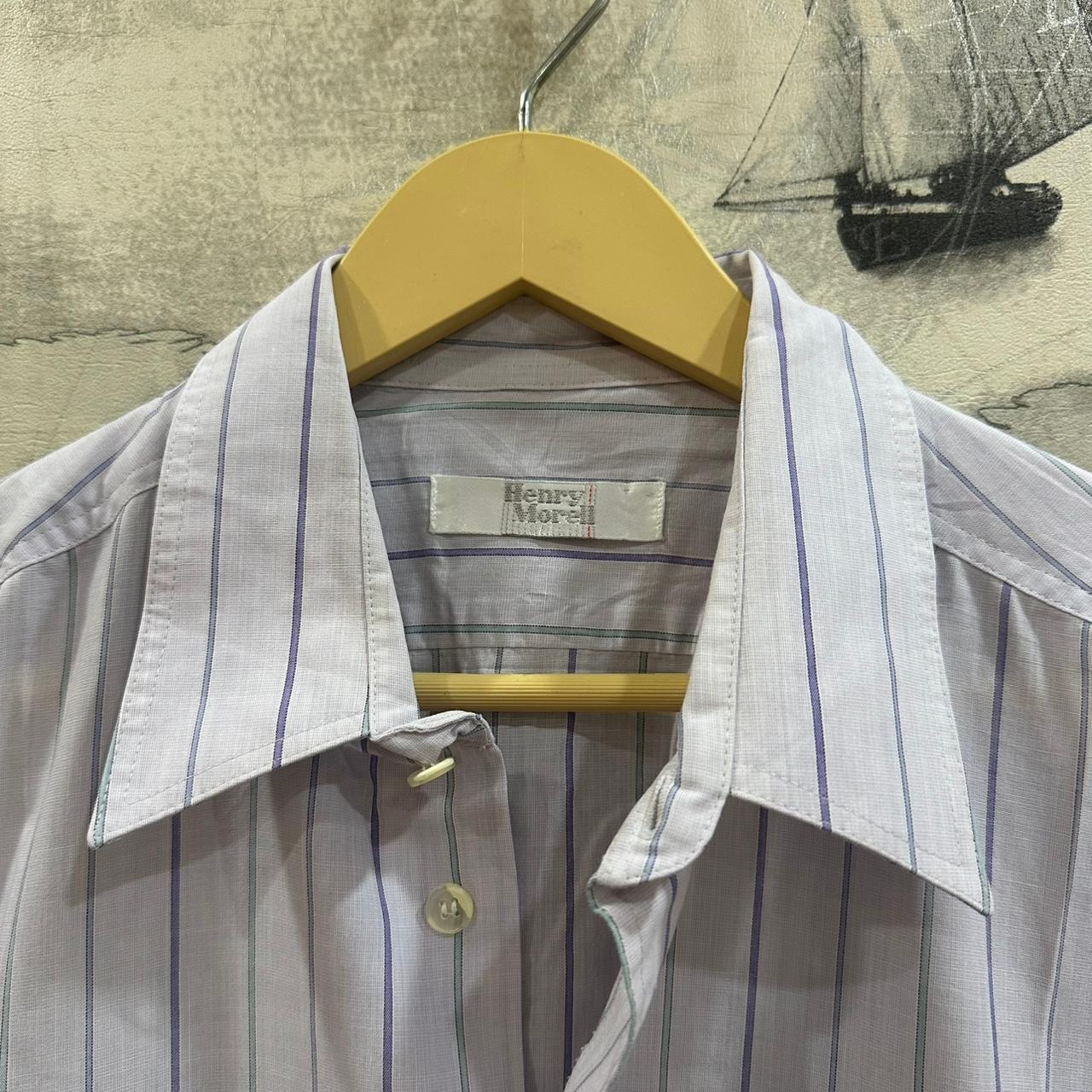 Henry Morell Men’s Shirt - White/Purple/Green Striped (4XL)